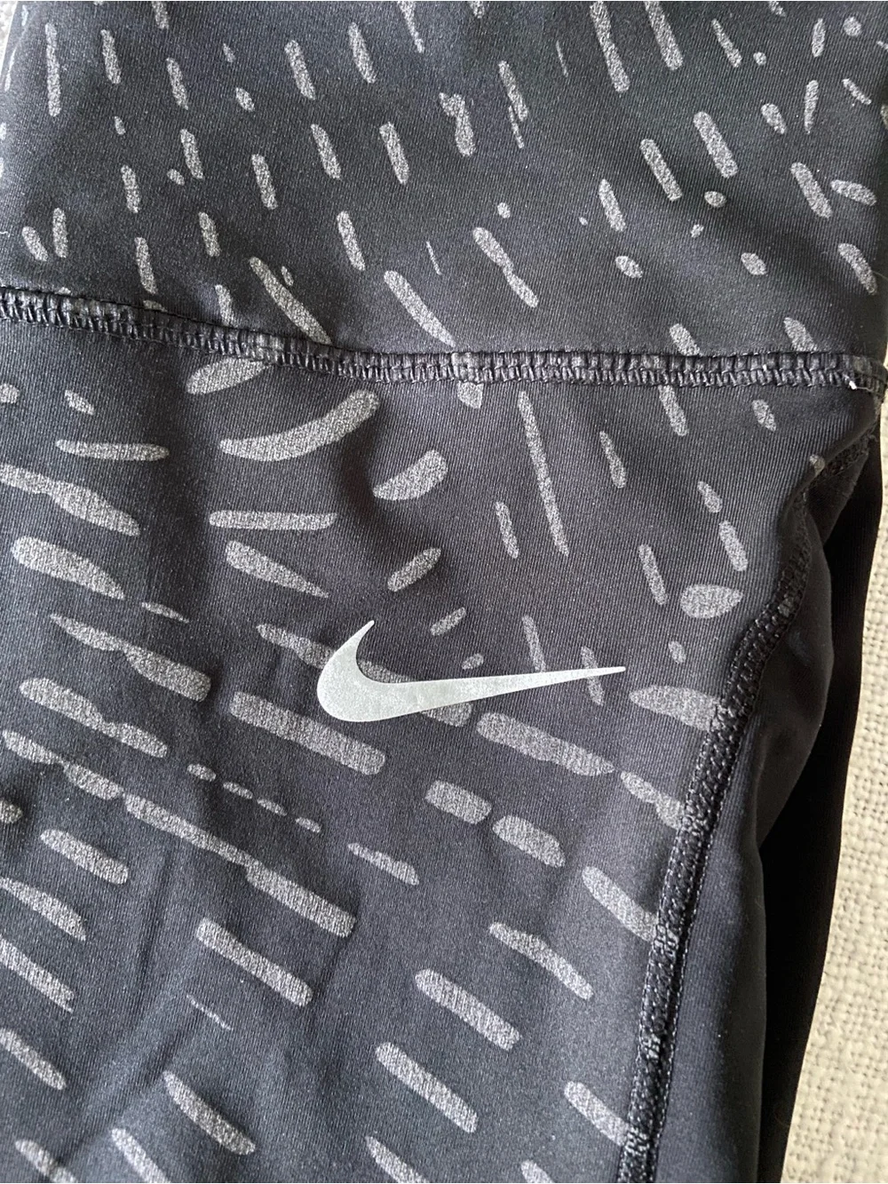 Nike Black Reflective Dri-FIT Leggings with Drawstring and Pockets Women’s Small